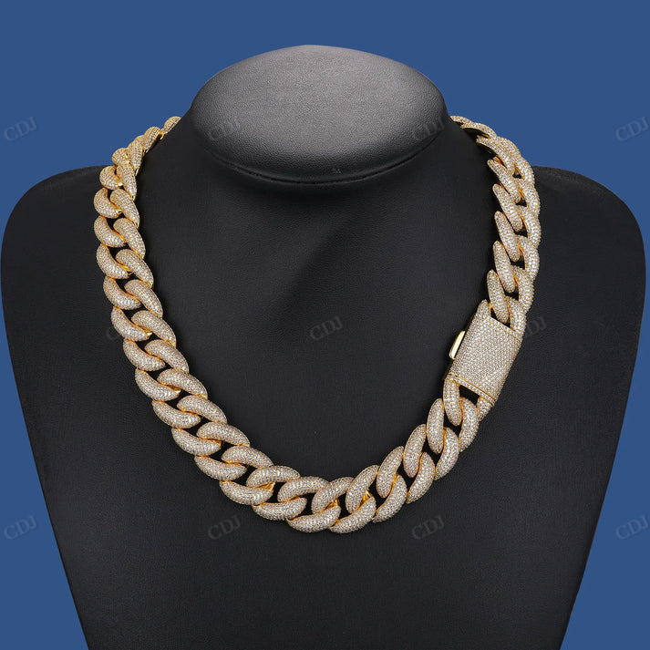 20MM 18K Gold Lab Grown Diamond Cuban Chain hip hop jewelry CustomDiamJewel