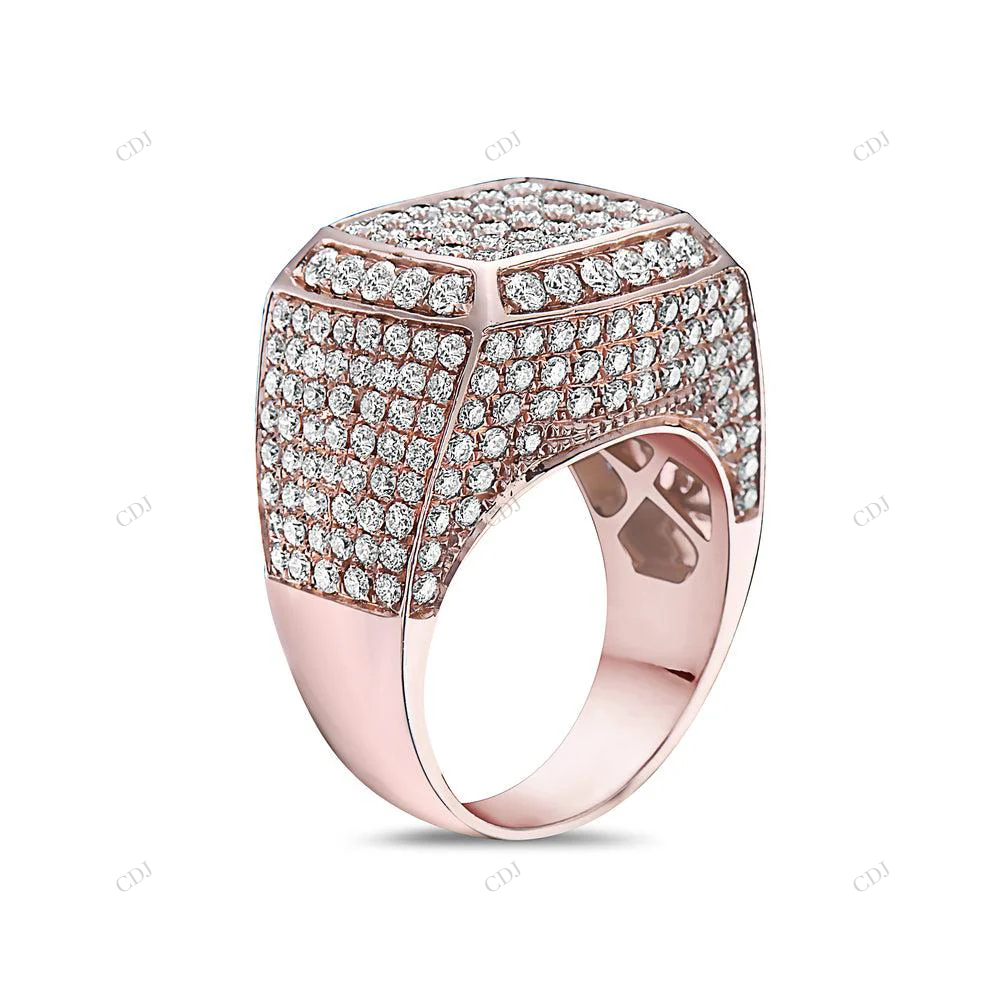 Hip Hop Rose Gold Grid Moissanite Statement Ring hip hop jewelry customdiamjewel