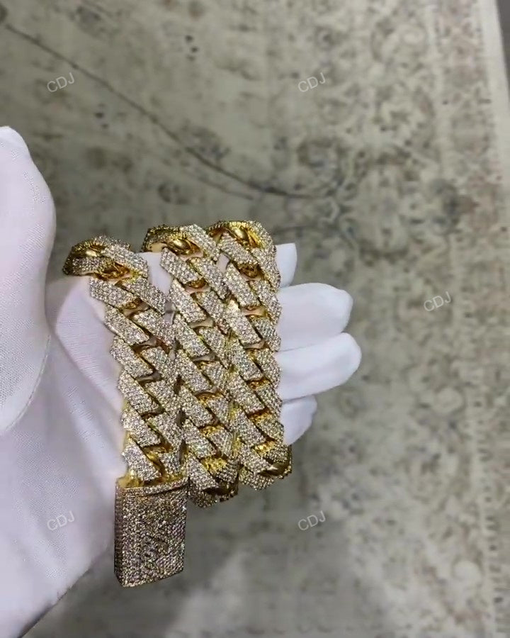 Cluster Diamond Set Iced Out Cuban Chain hip hop jewelry CustomDiamJewel
