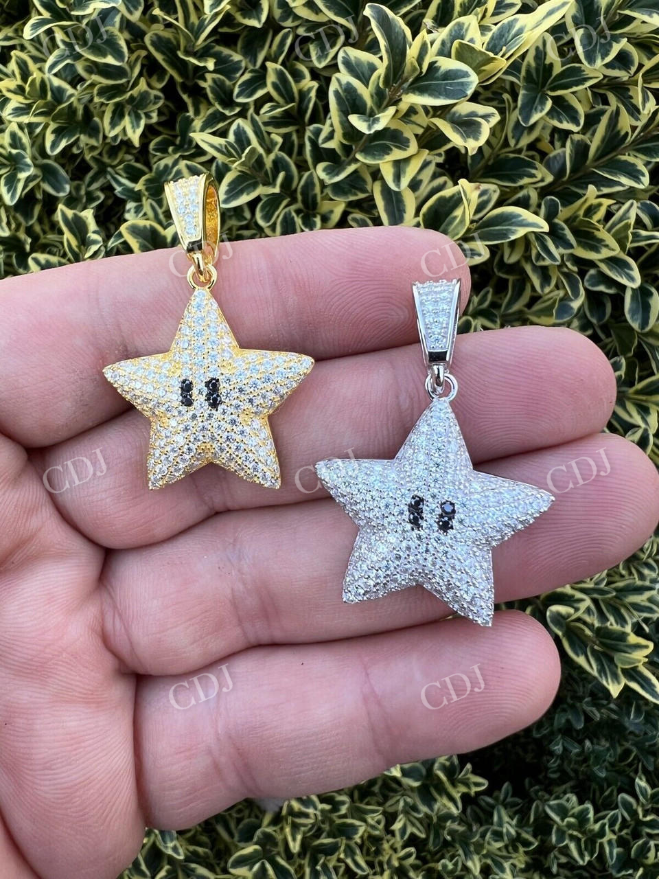 14k Gold Iced Mario Super Star Hip Hop Pendant customdiamjewel