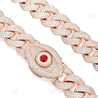 14K Rose Gold Demon Eye Cuban Chain hip hop jewelry CustomDiamJewel