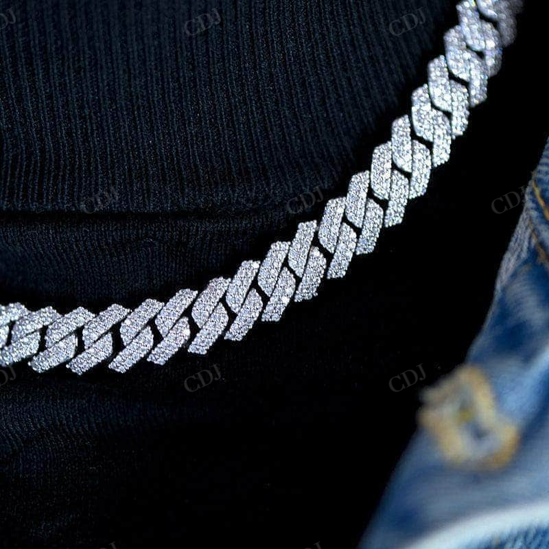Diamond White Gold Cuban Link Choker chain for Men customdiamjewel