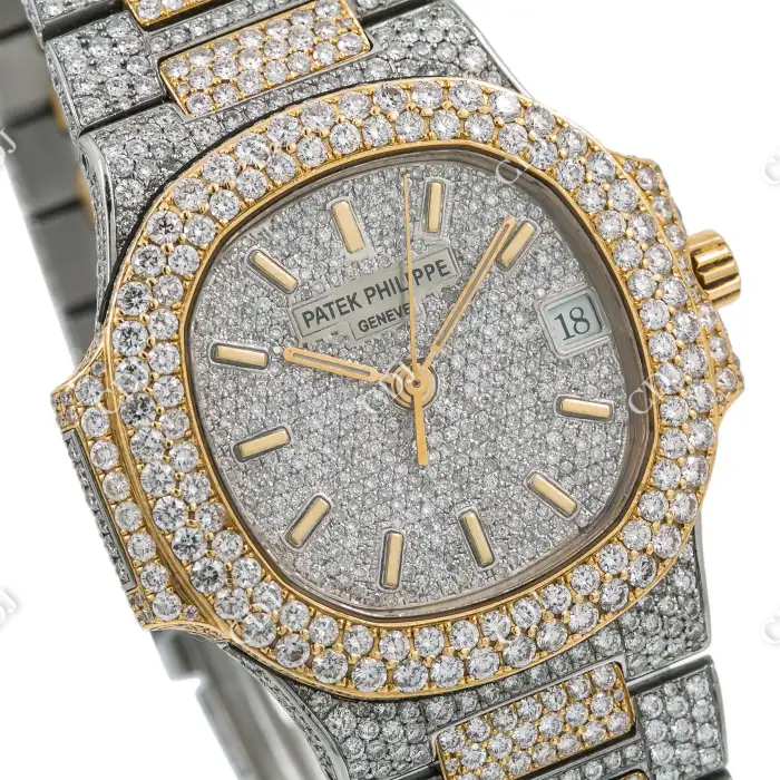 Two Tone 36mm Patek Philippe Iced Out Diamond Watch For Women customdiamjewel
