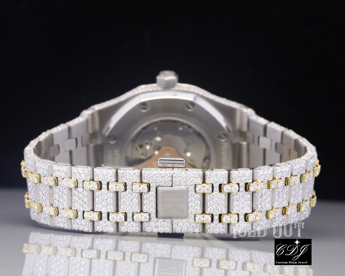 Elegant Look Arabian Style Two Tone Fully Automatic Moissanite Watch customdiamjewel