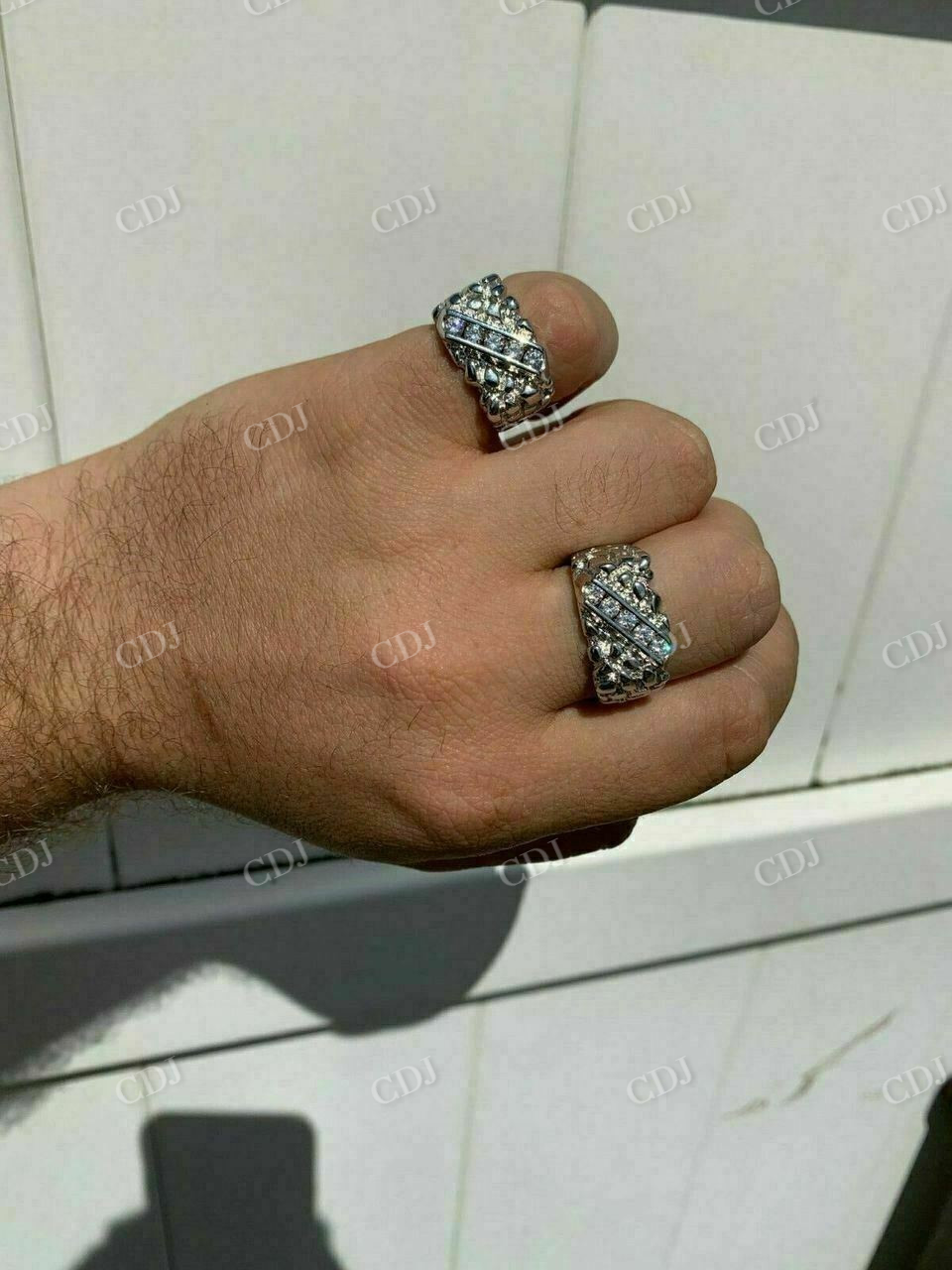 Sterling Silver Diamond Nugget Ring customdiamjewel