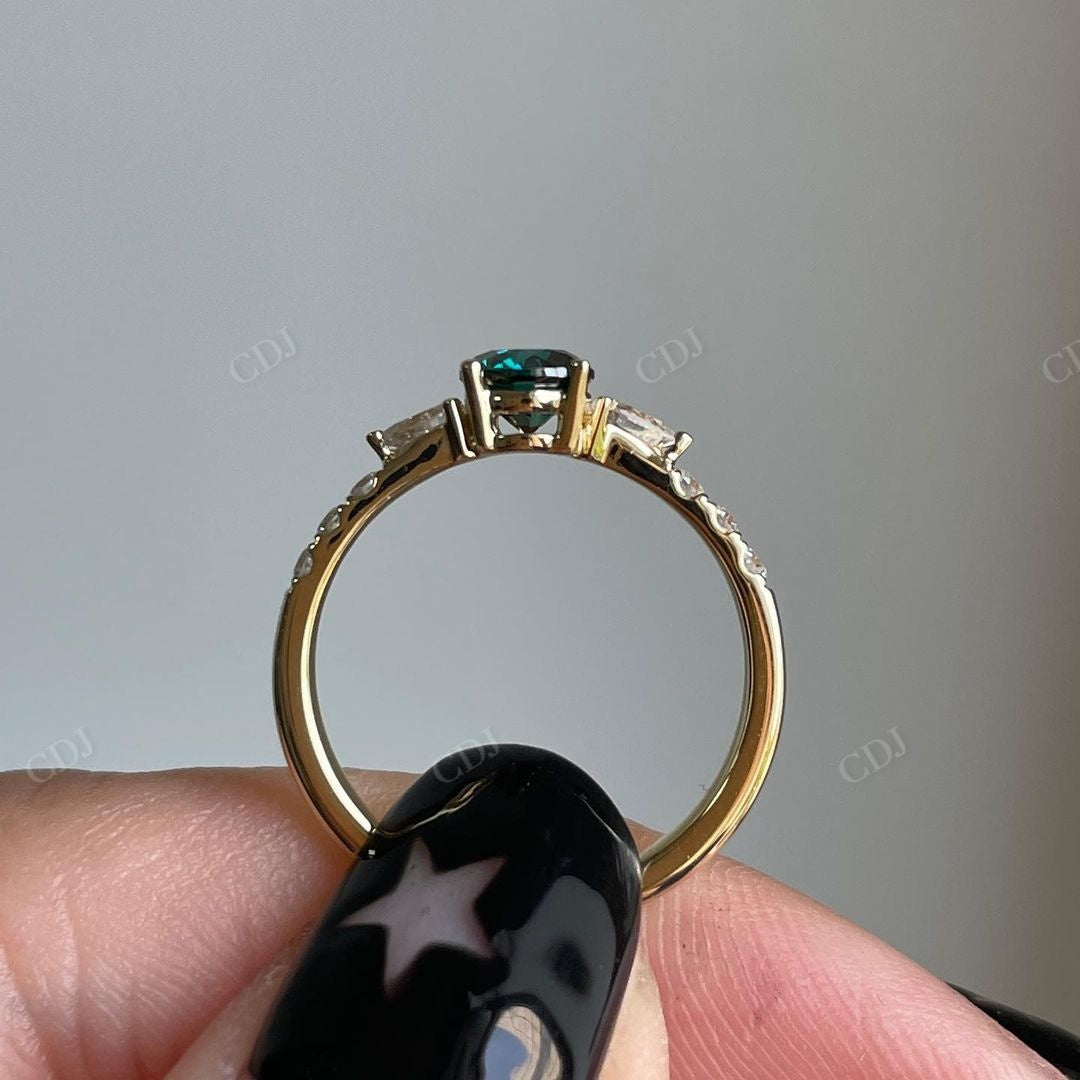Green Moissanite Bridal Engagement Ring