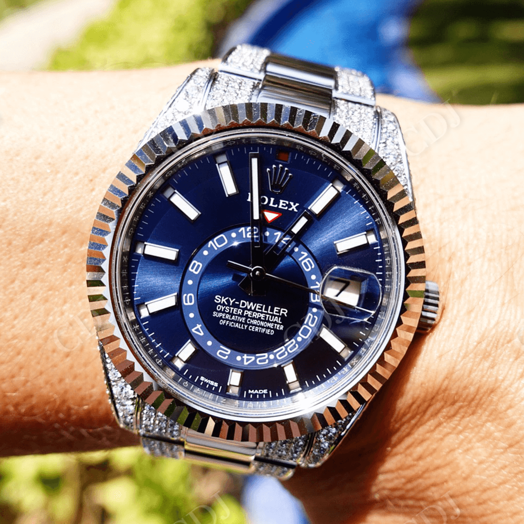 Rolex Sky Dweller Moissanite Watch customdiamjewel