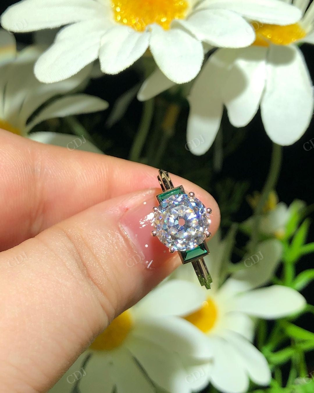 Portuguese Cut Moissanite Handmade Ring