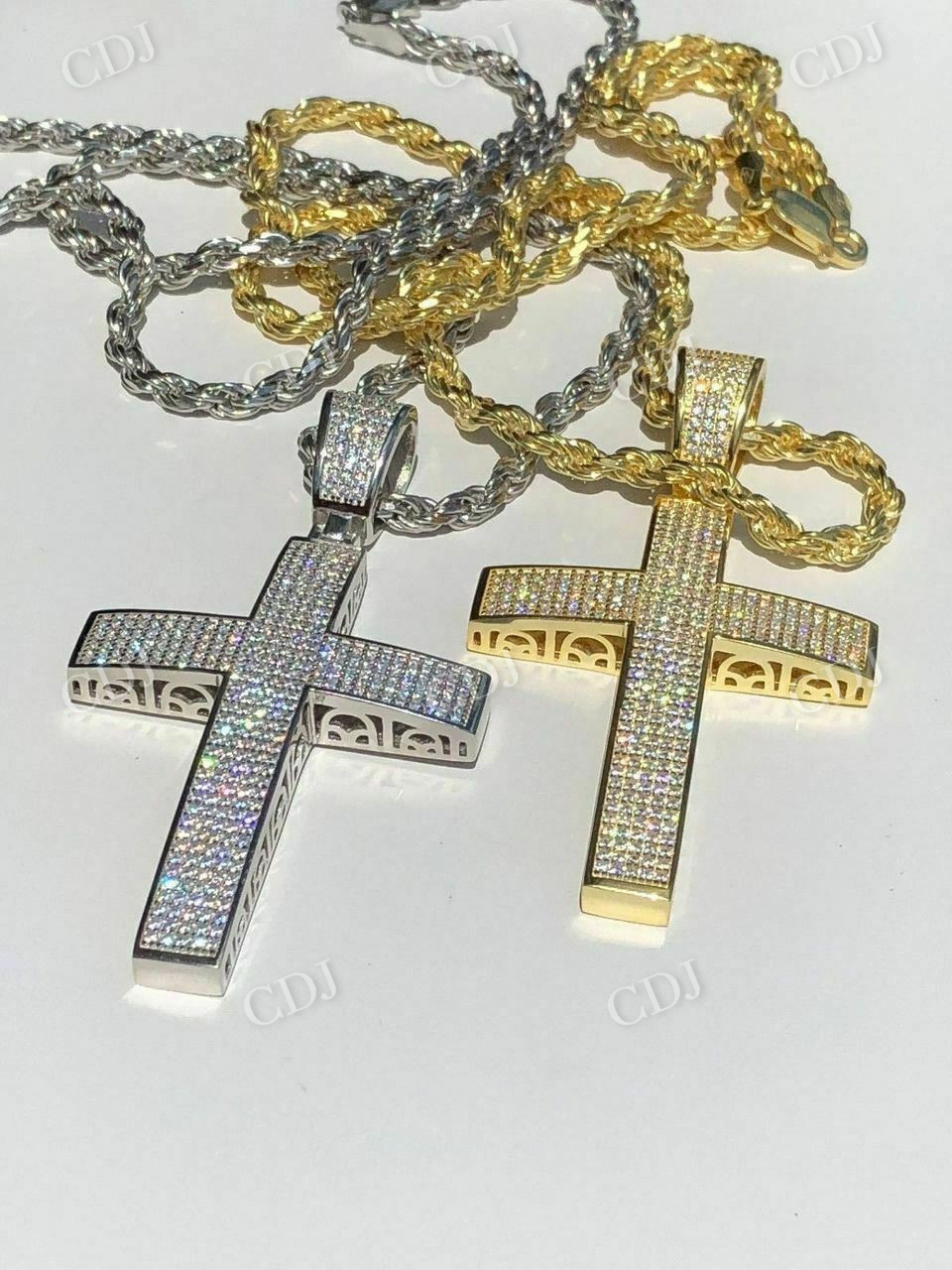Solid Gold ICED Diamond Cross Pendant customdiamjewel