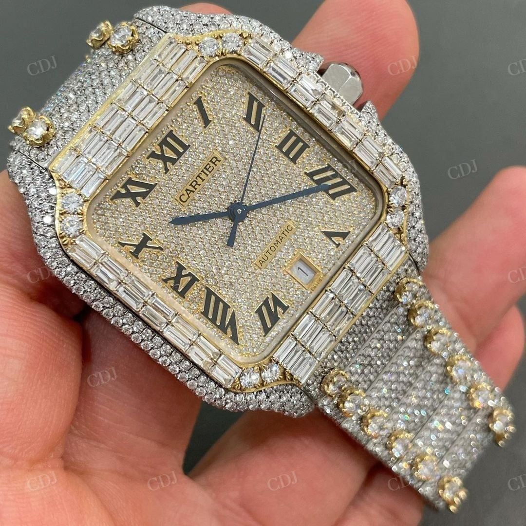 Hip Hop Round and Bugatte Fully Iced Out Moissnite Diamond Cartier Watch customdiamjewel