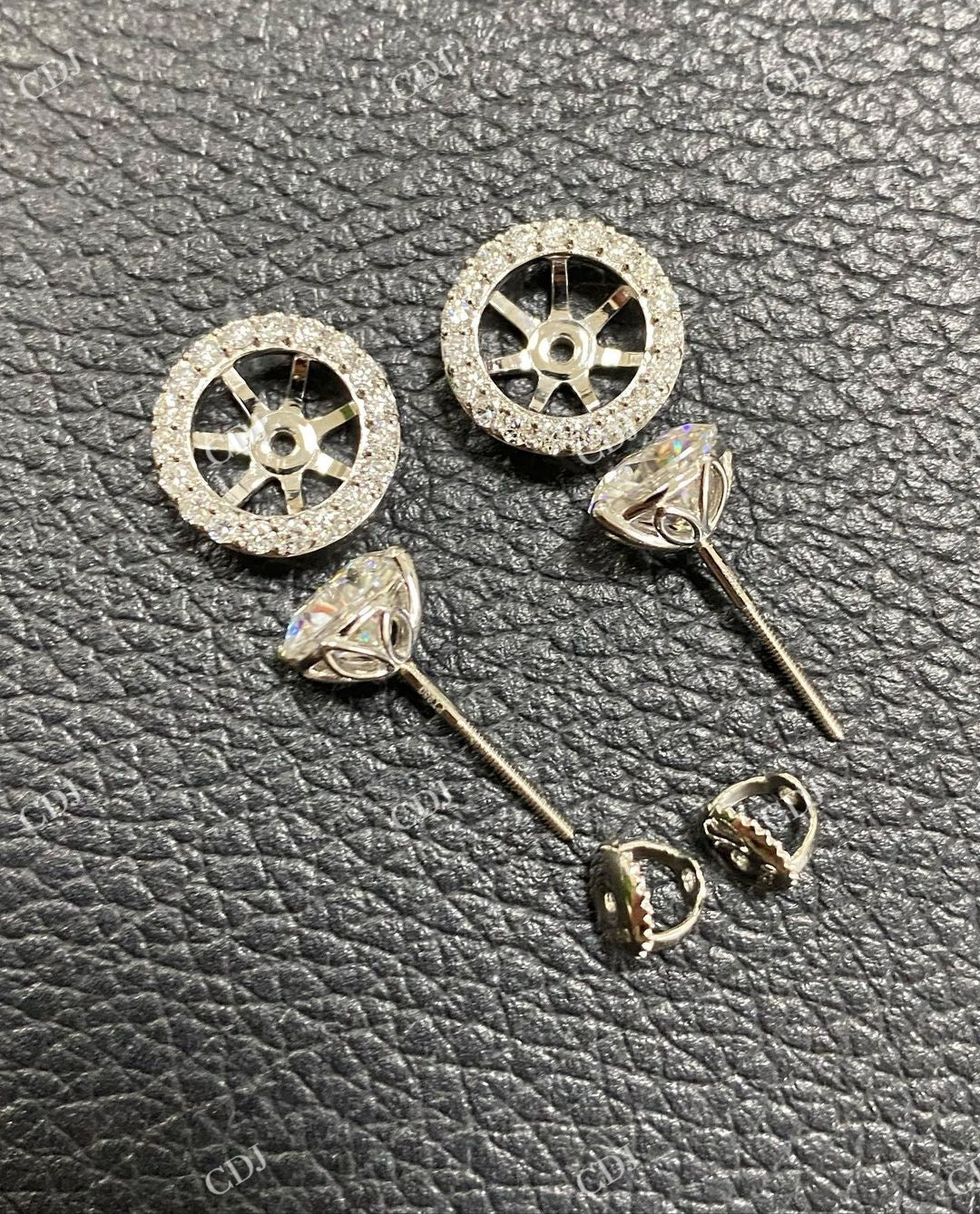 Lab Grown Diamond Solid Gold Halo Earrings