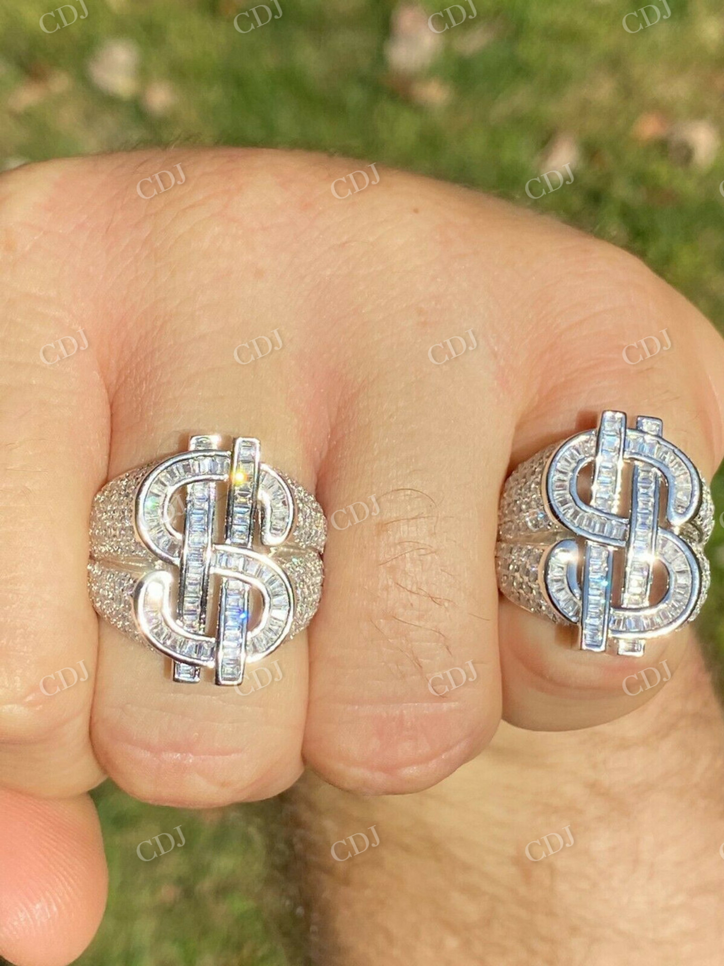 Men's Dollar Sign Iced Out Diamond Ring customdiamjewel