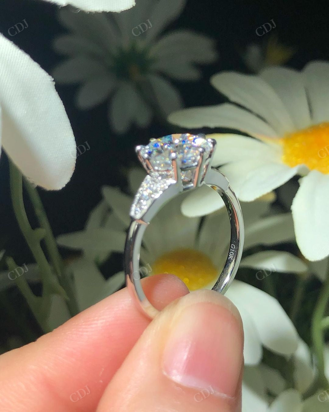 Solid Gold Art Deco Lab Grown Diamond Ring