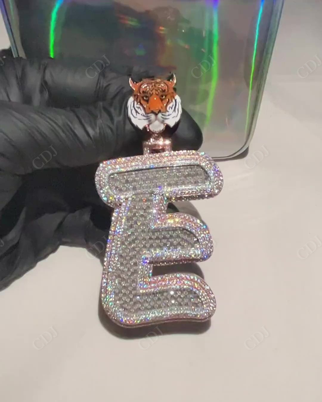 White Gold Custom Letter Pendant hip hop jewelry CustomDiamJewel