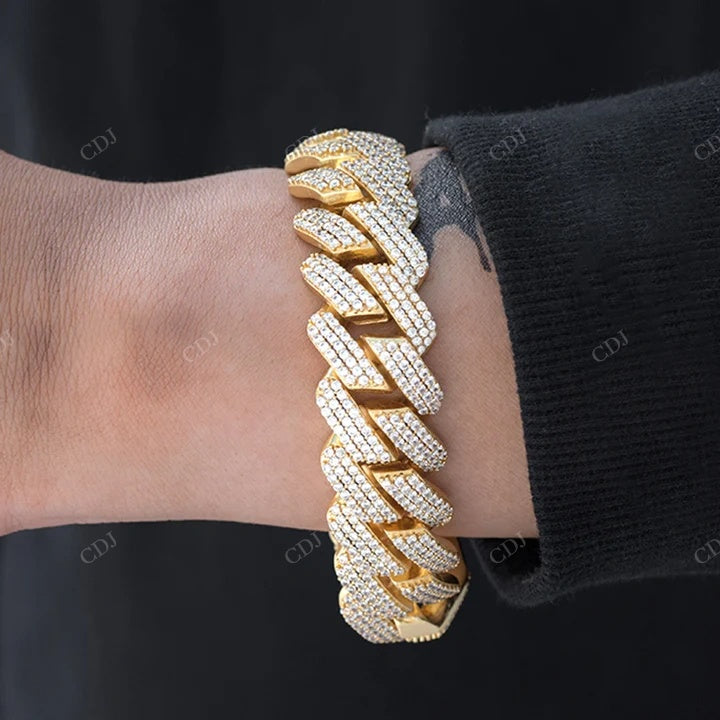 Full Ice Out Hip Hop Style Mossanite Diamond Cuban Link Bracelet hip hop jewelry CustomDiamJewel