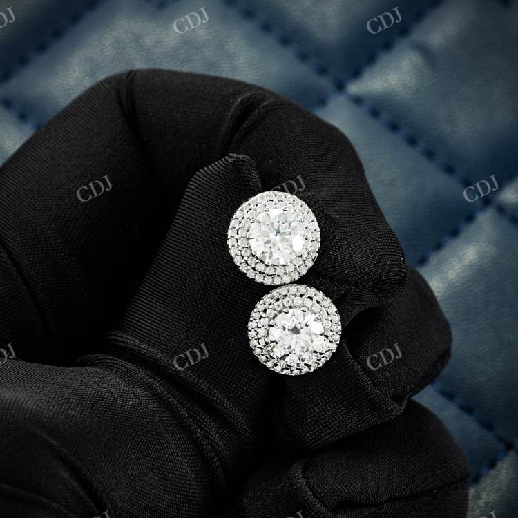 Round Cut Double Halo Hip Hop Earring hip hop jewelry customdiamjewel
