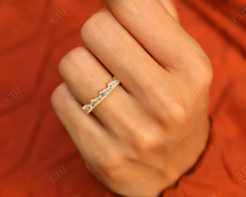 Baguette Lab Grown Diamond Full Eternity Solid Yellow Gold Wedding Band customdiamjewel