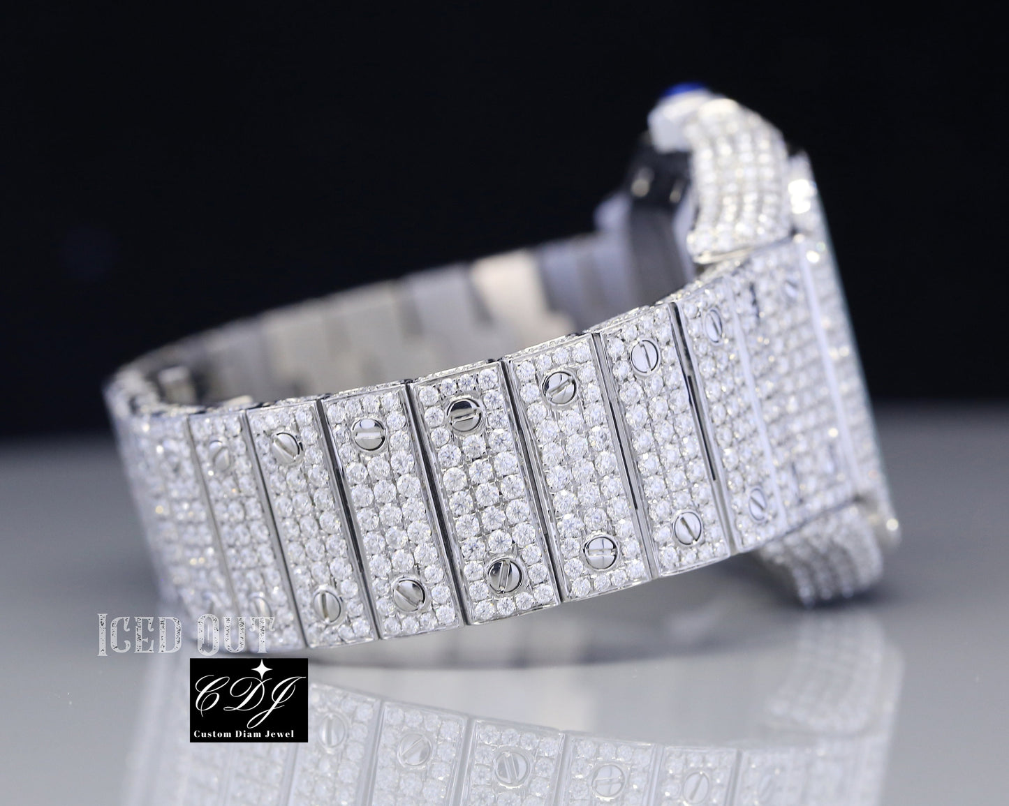 Luxury Iced Out Moissanite Cartier Mens Wrist Watch customdiamjewel