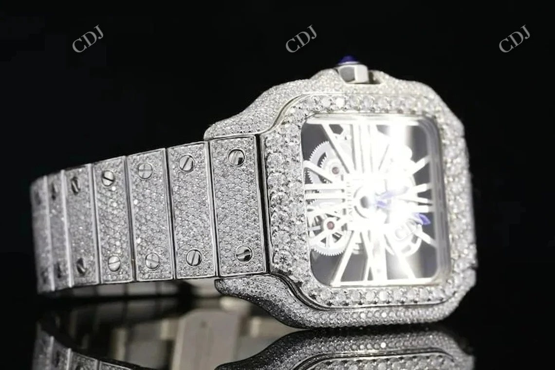 Moissanite Diamond Cartier Skelenton Watch customdiamjewel