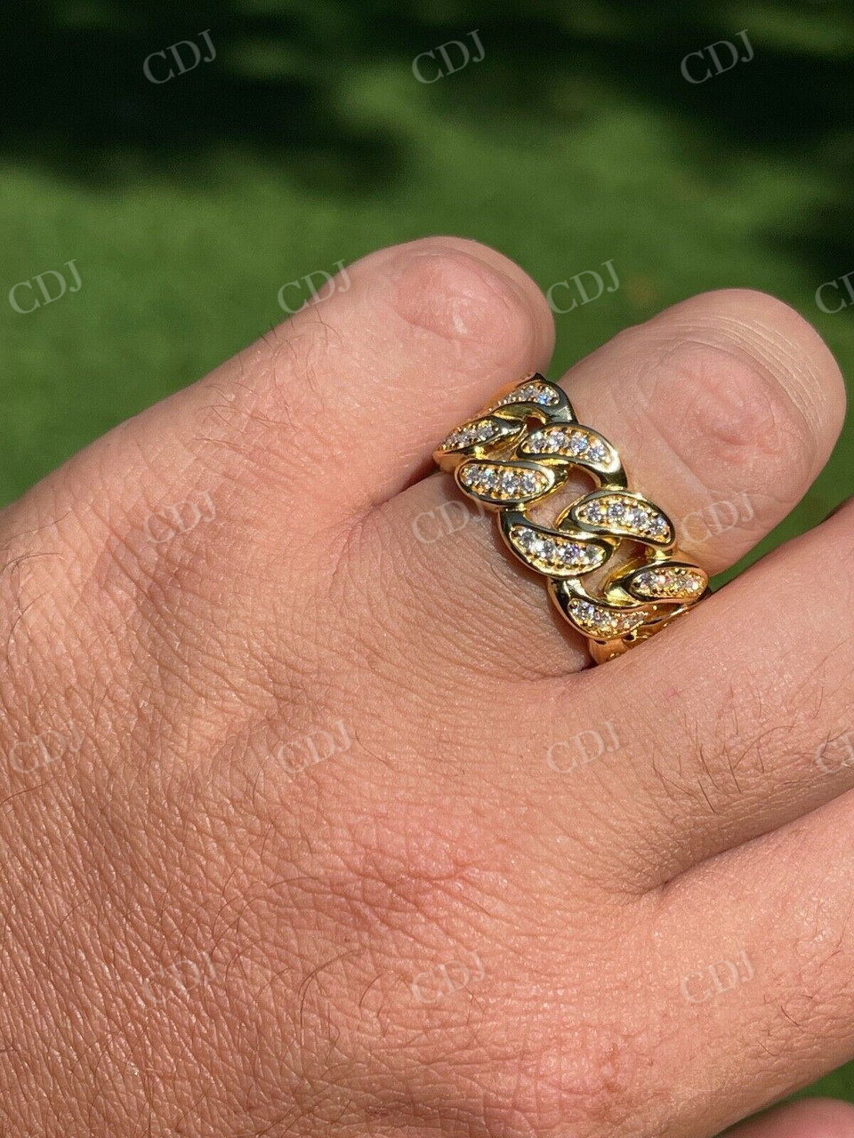 Diamond Iced Out 14K Gold Miami Cuban Ring customdiamjewel