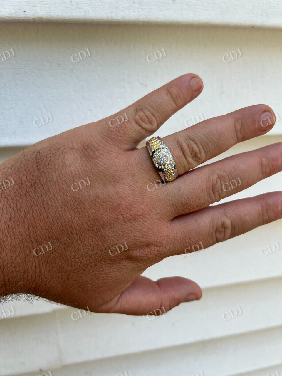 Iced Out Diamond Two Tone Round Cluster Ring customdiamjewel