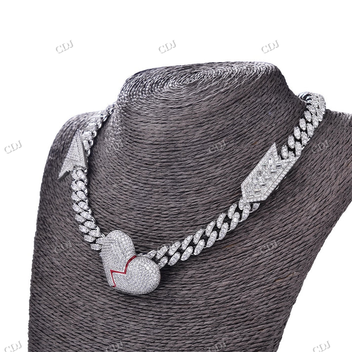 Iced Out Diamond Heart and Arrow BrokenHeart Chain hip hop jewelry CustomDiamJewel
