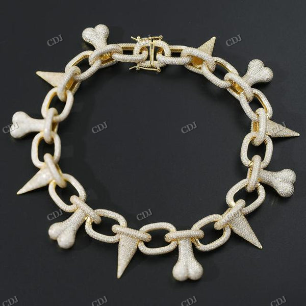 Iced Out Bone & Rivet Silver Chain hip hop jewelry CustomDiamJewel