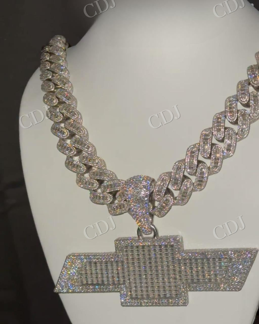 Custom Moissanite Sterling Silver Chevrolet Logo Pendant hip hop jewelry customdiamjewel