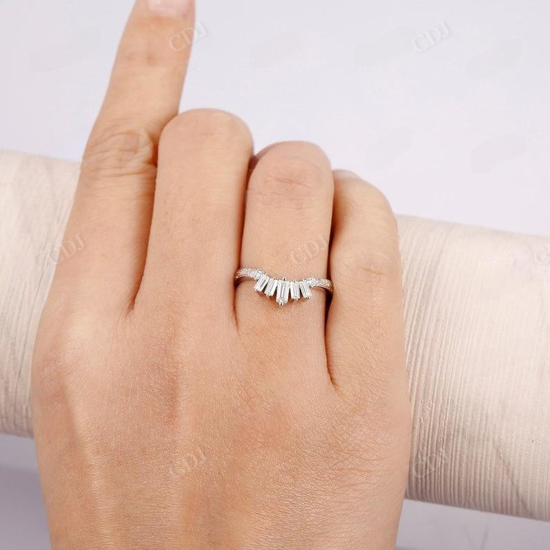0.33CTW Baguette Diamond Art Deco Curved Wedding Band customdiamjewel