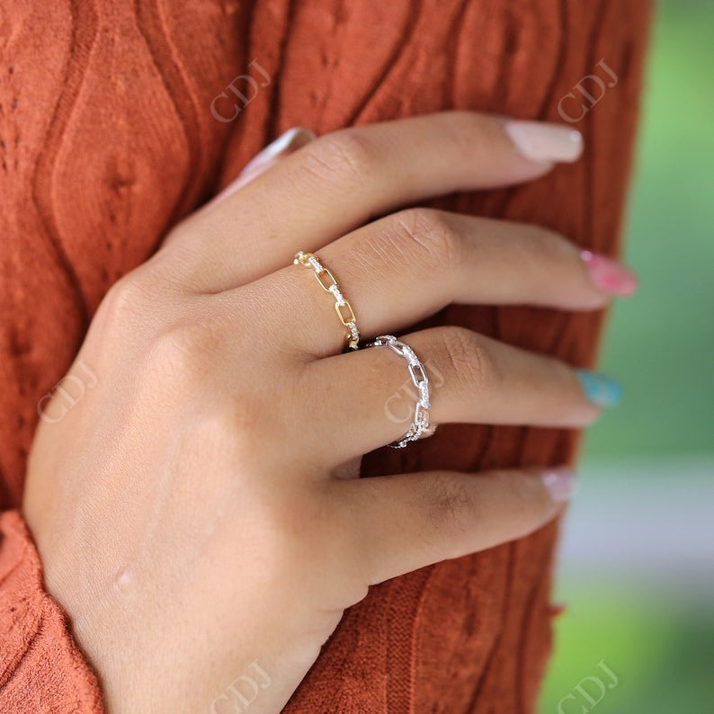 0.15CT Round Real Diamond Open Link Chain Wedding Band customdiamjewel