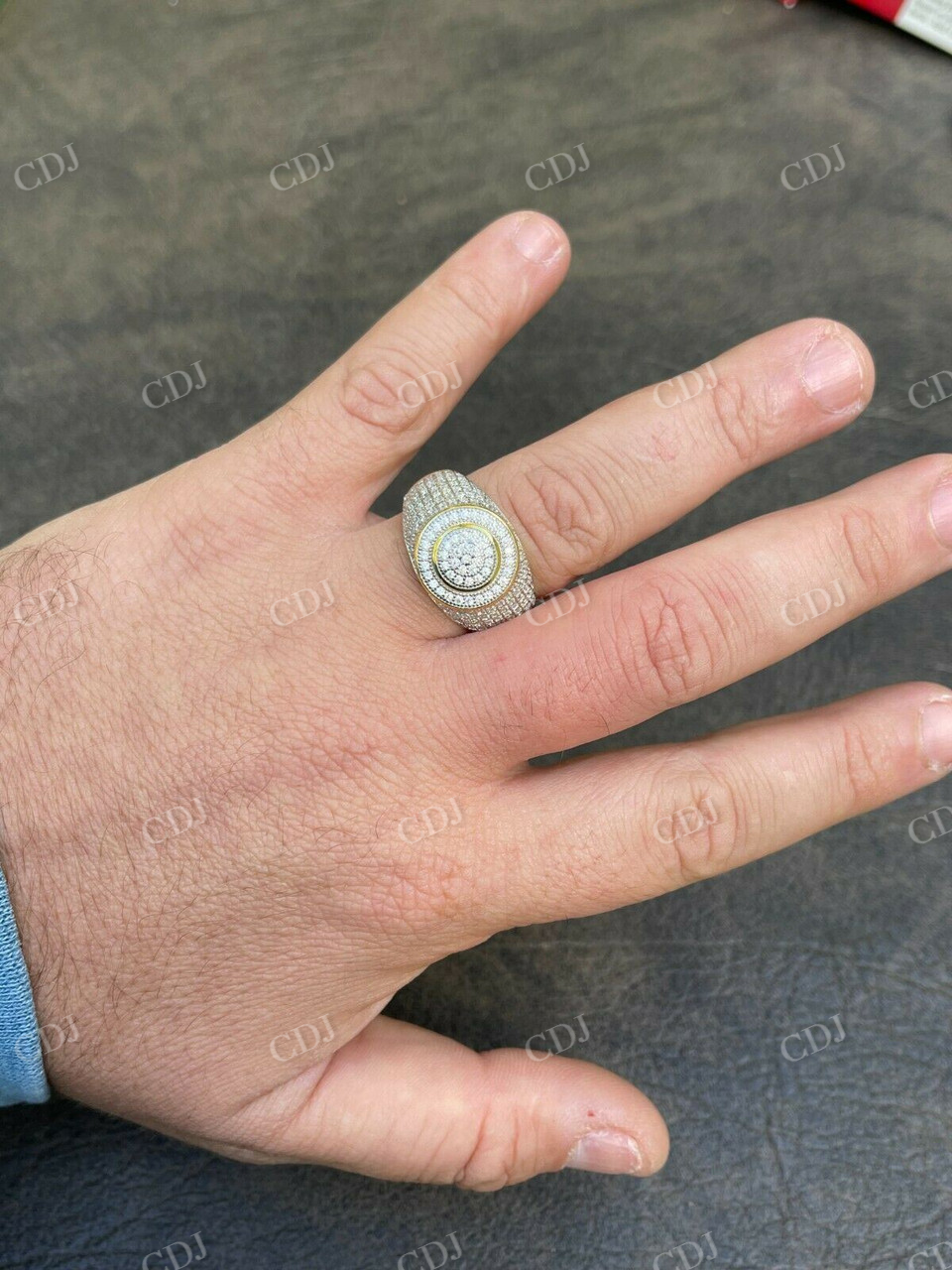 14k Gold Mens Hip Hop Iced Diamond Ring customdiamjewel