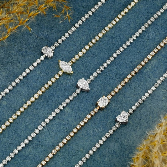 Oval, Heart, Marquise or Pear Cut Tennis CVD Diamond Bracelet  customdiamjewel   