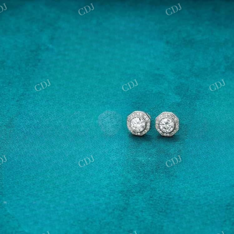 Sterling Silver Moissanite Halo Setting Hip Hop Earring hip hop jewelry customdiamjewel