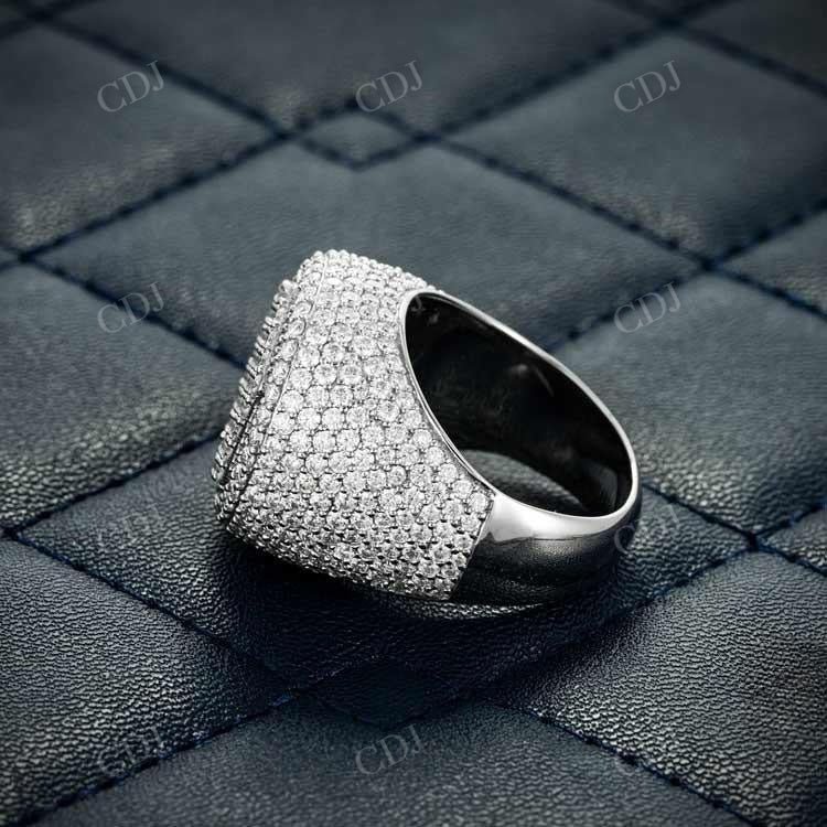 Hexagon Signet Round Cut Hip Hop Ring hip hop jewelry customdiamjewel