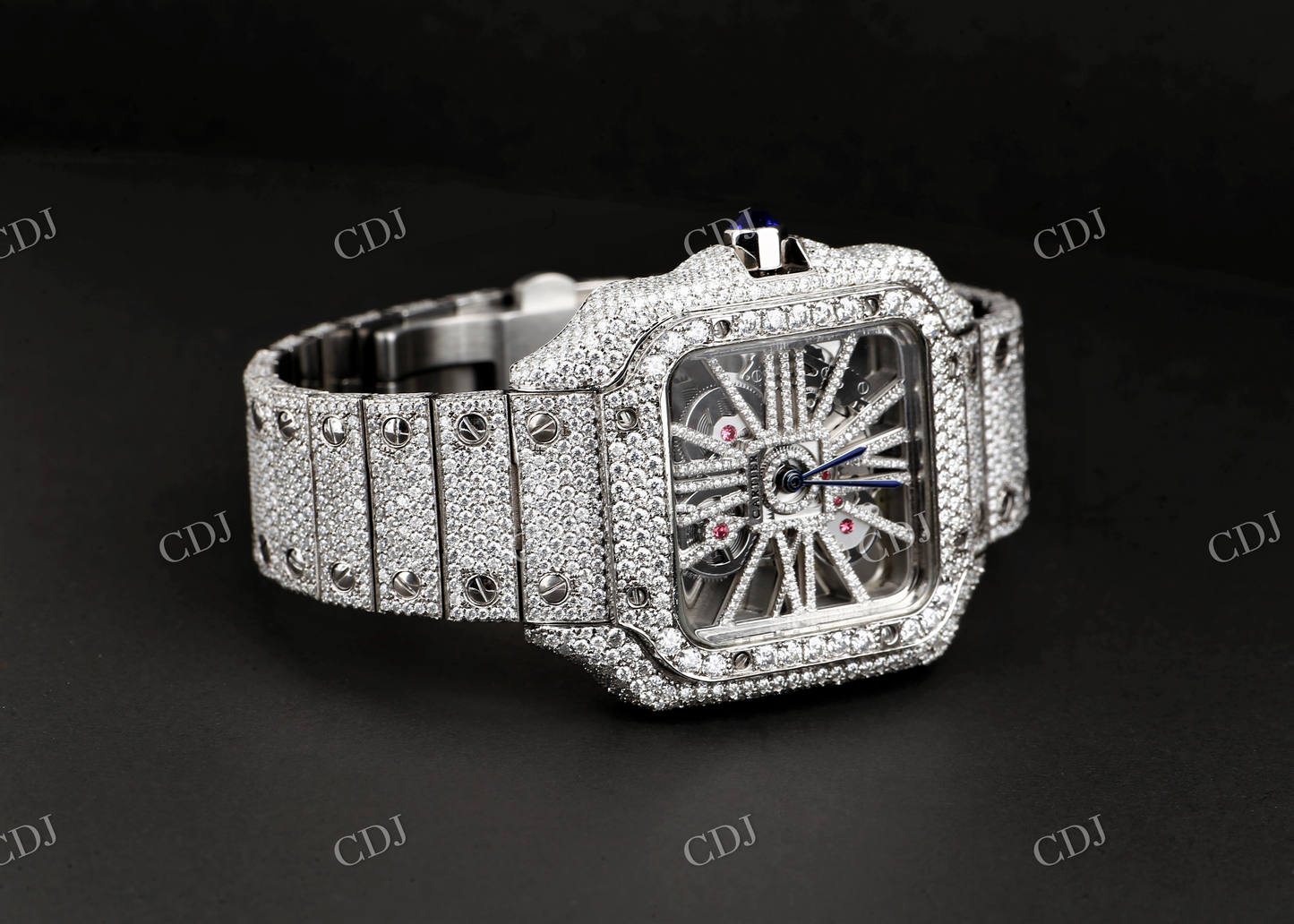 Iced Out Moissanite Skeleton Watch customdiamjewel