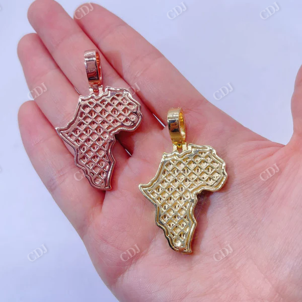 Hip Hop Iced Out Baguette Diamond Africa Pendant customdiamjewel