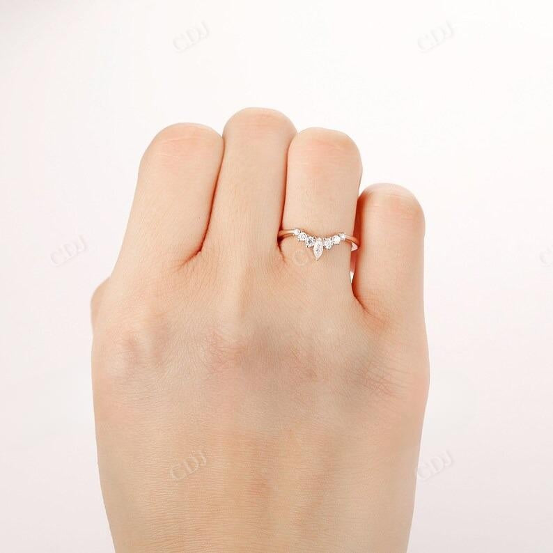 Curved Lab Grown Diamond Wedding Band For Her customdiamjewel