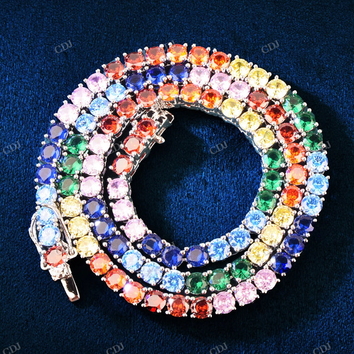 4mm Multi Color Round Cut Tennis Chain hip hop jewelry CustomDiamJewel