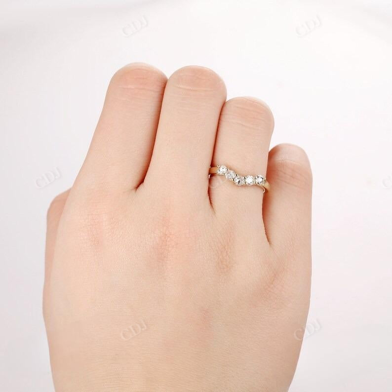 0.50CTW Round Rose Cut Real Diamond Classic Curved Wedding Band customdiamjewel