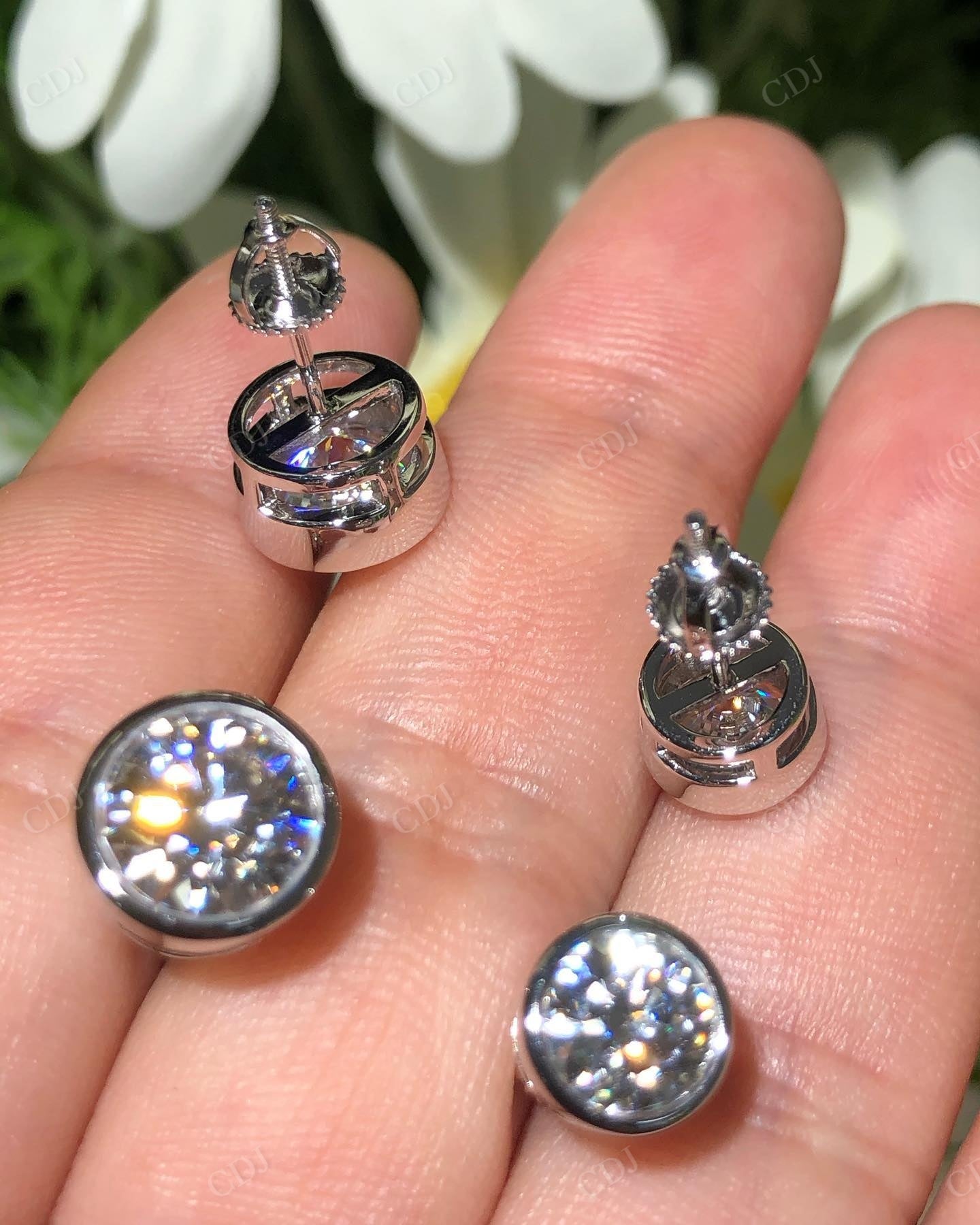 Bezel Set Lab Grown Diamond Stud Earrings