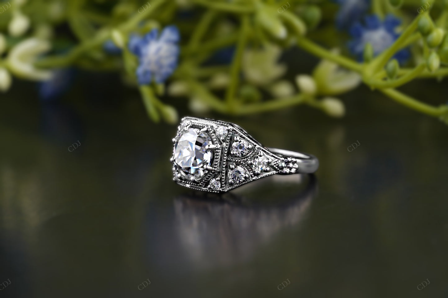 Art Deco Lab-Grown Diamond Cluster Ring