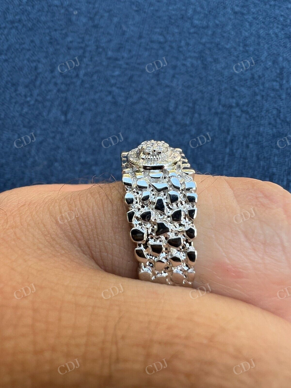 Solid Gold Mens Moissanite Nugget Ring customdiamjewel