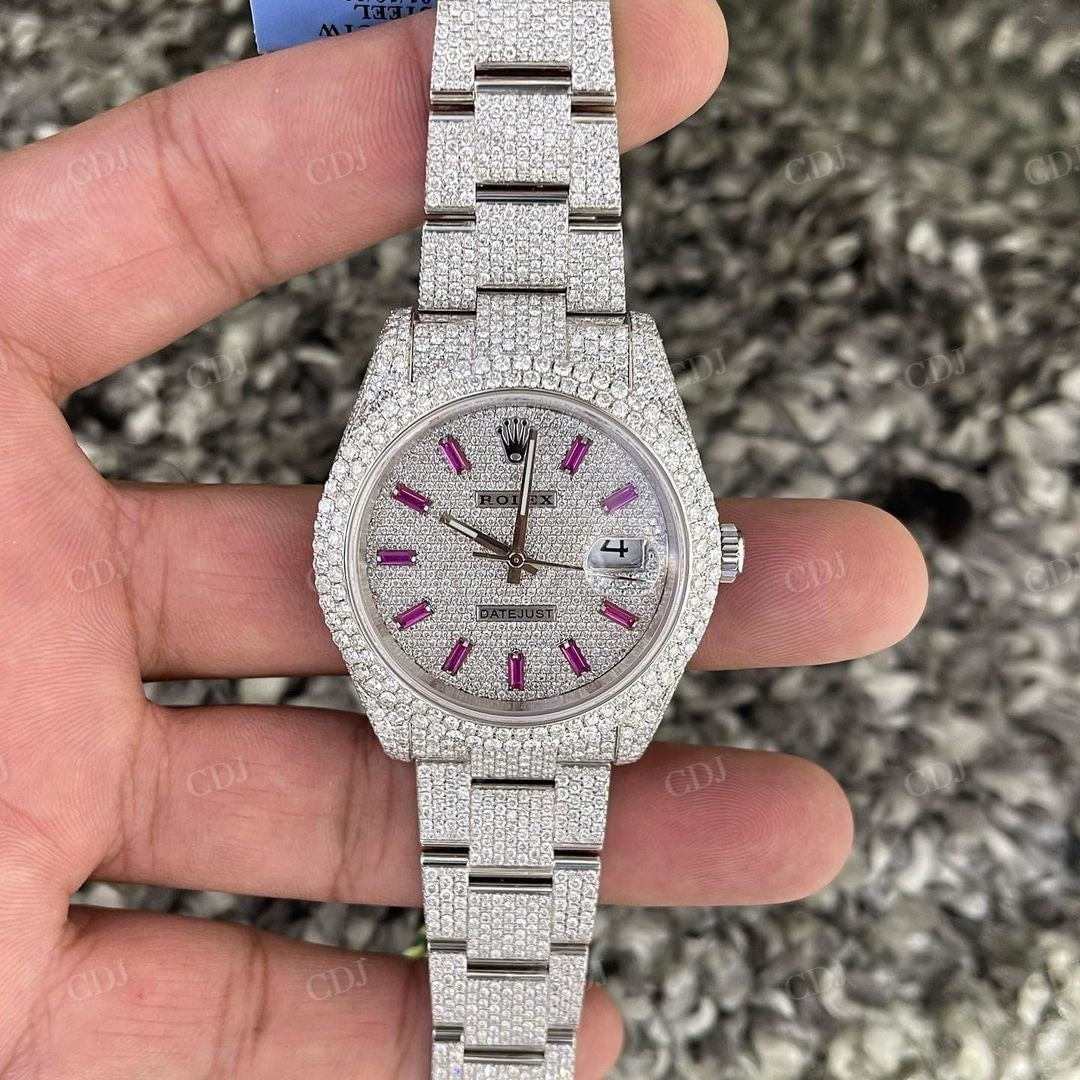 Customized Round Diamond Rolex Wrist Moissanite Watch customdiamjewel