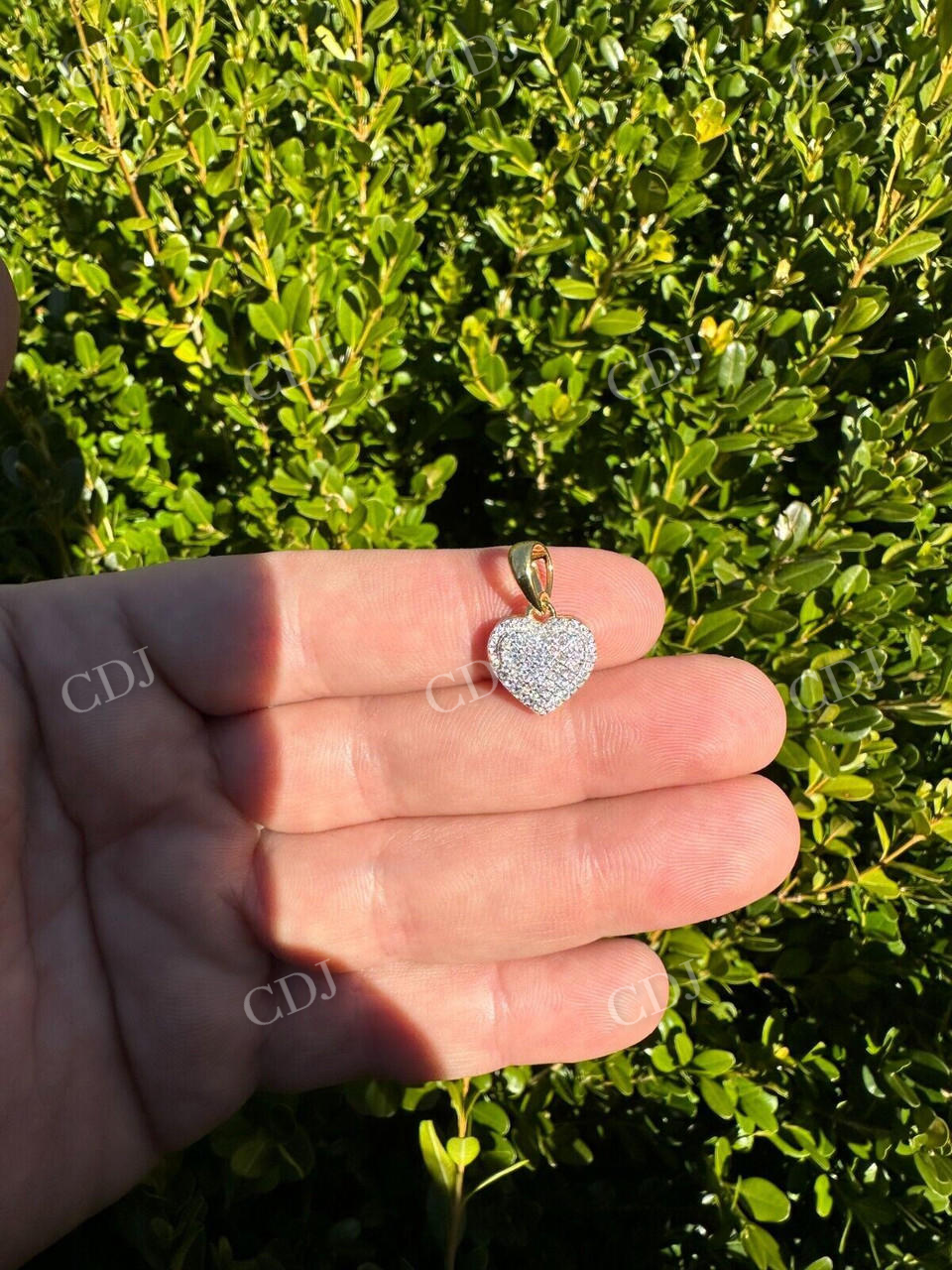 14K Gold Iced Small Ladies Heart Shaped Love Charm Pendant customdiamjewel