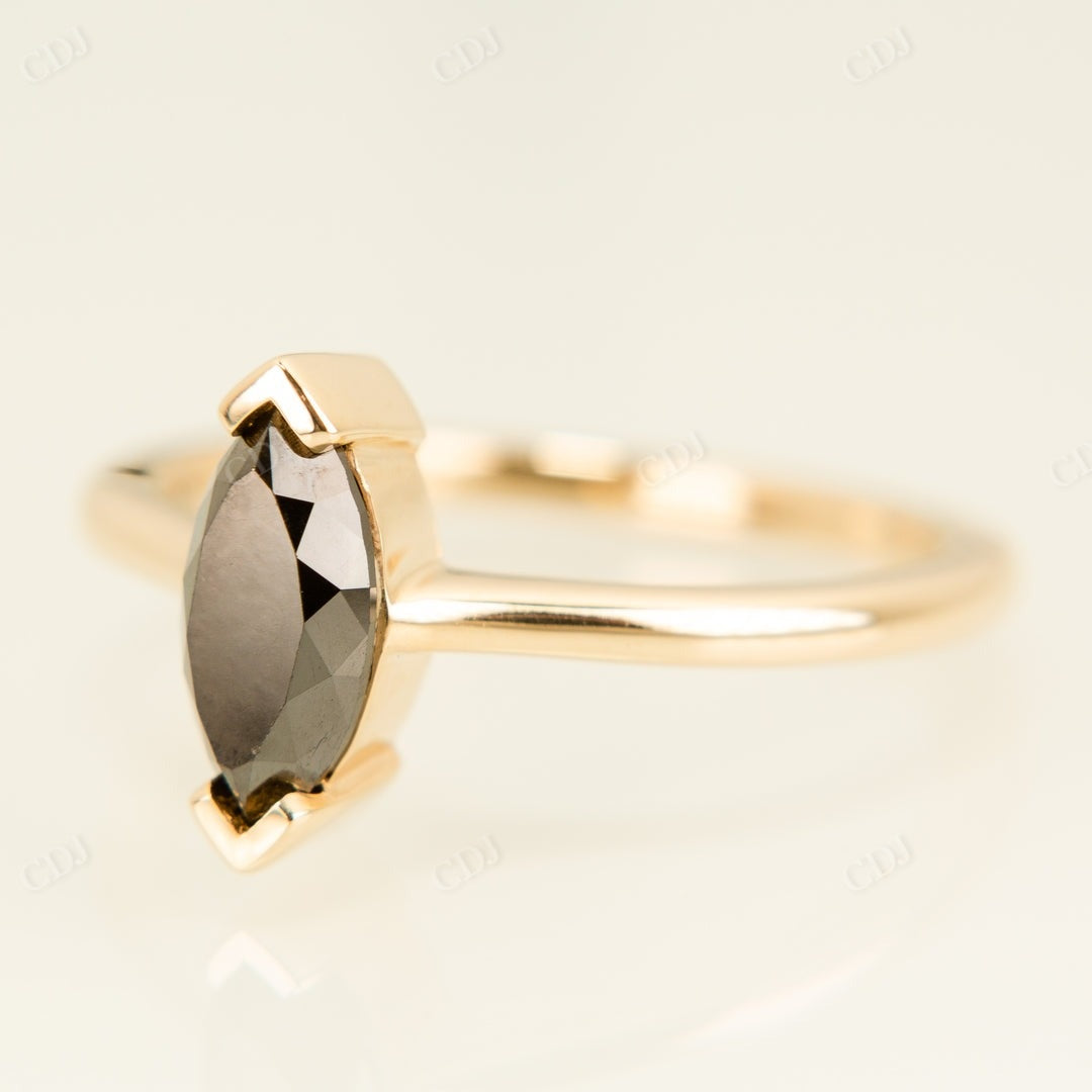 Marquise Cut Black Moissanite Solitaire Ring