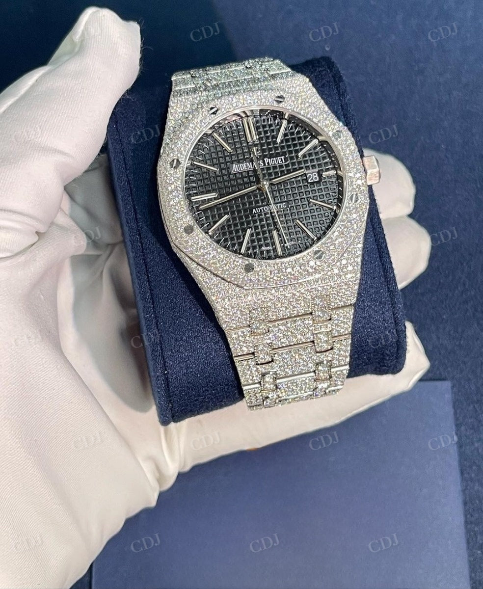 Full White Black Dial Audemars Piguet Diamond Ice Out Custom Watch For Men customdiamjewel