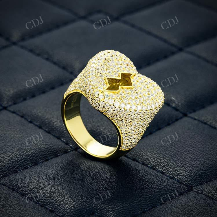 Broken Heart Signet Round Cut Hip Hop Ring hip hop jewelry customdiamjewel