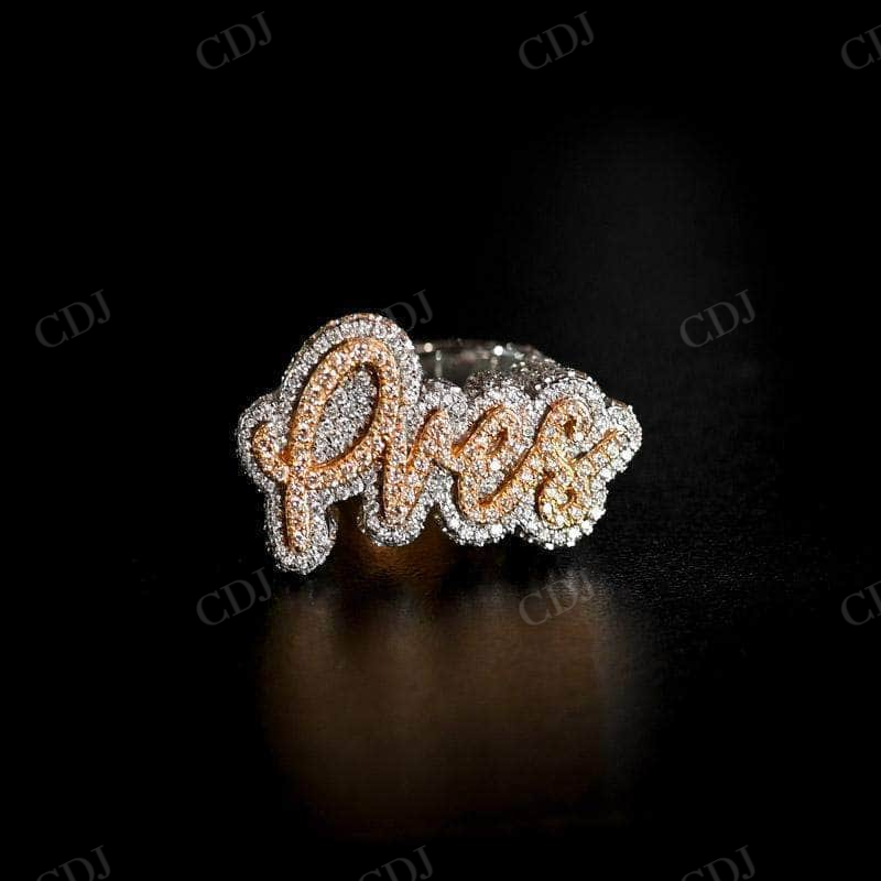 Antique Diamond Two Tone Custom Name Iced Out Pendant customdiamjewel