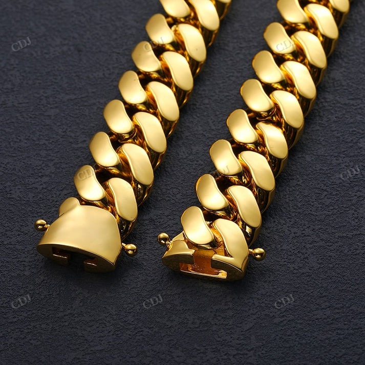 20MM Solid Gold Cuban link Chain For Rappers hip hop jewelry CustomDiamJewel