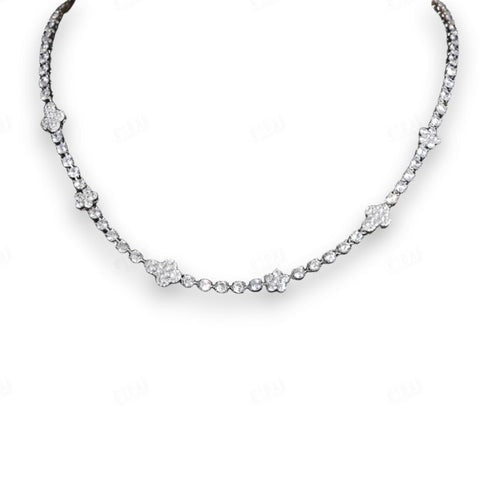 4mm Iced Out Moissanite Sterling Silver Flower Cross Chain Necklace hip hop jewelry CustomDiamJewel